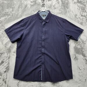 Sahara Club Shirt Mens XXL Blue Red Polka Dot Cotton Short Sleeve‎ Button Front